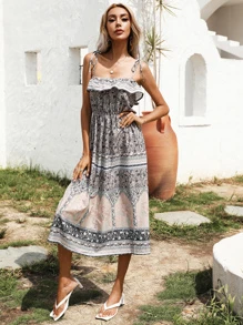 Aveloria Allover Floral Print Knit Cami Dress