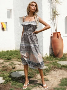 Aveloria Allover Floral Print Knit Cami Dress