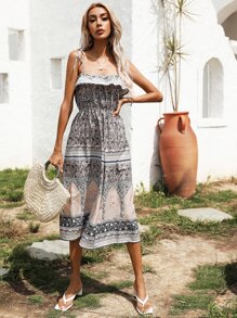 Aveloria Allover Floral Print Knit Cami Dress