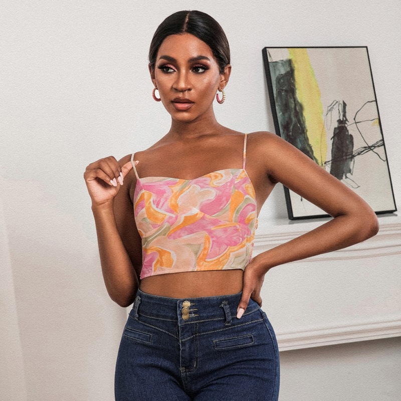 

Shirred Back Crop Top, Multicolor