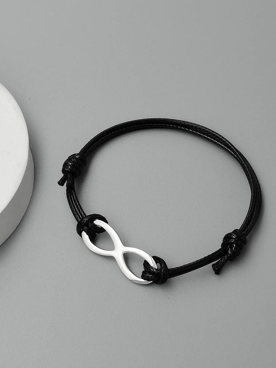 Những người đàn ông thời trang và được ưa chuộng Vòng tay trang trí vô cực bằng thép không gỉ Phong cách Punk Hip Pop cho món quà trang sức và cho một vẻ ngoài sành điệu - màu đen - Xem 1