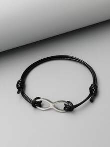 Những người đàn ông thời trang và được ưa chuộng Vòng tay trang trí vô cực bằng thép không gỉ Phong cách Punk Hip Pop cho món quà trang sức và cho một vẻ ngoài sành điệu - màu đen - Xem 2