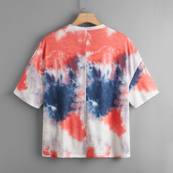 

Plus Tie Dye Drop Shoulder Tee, Multicolor