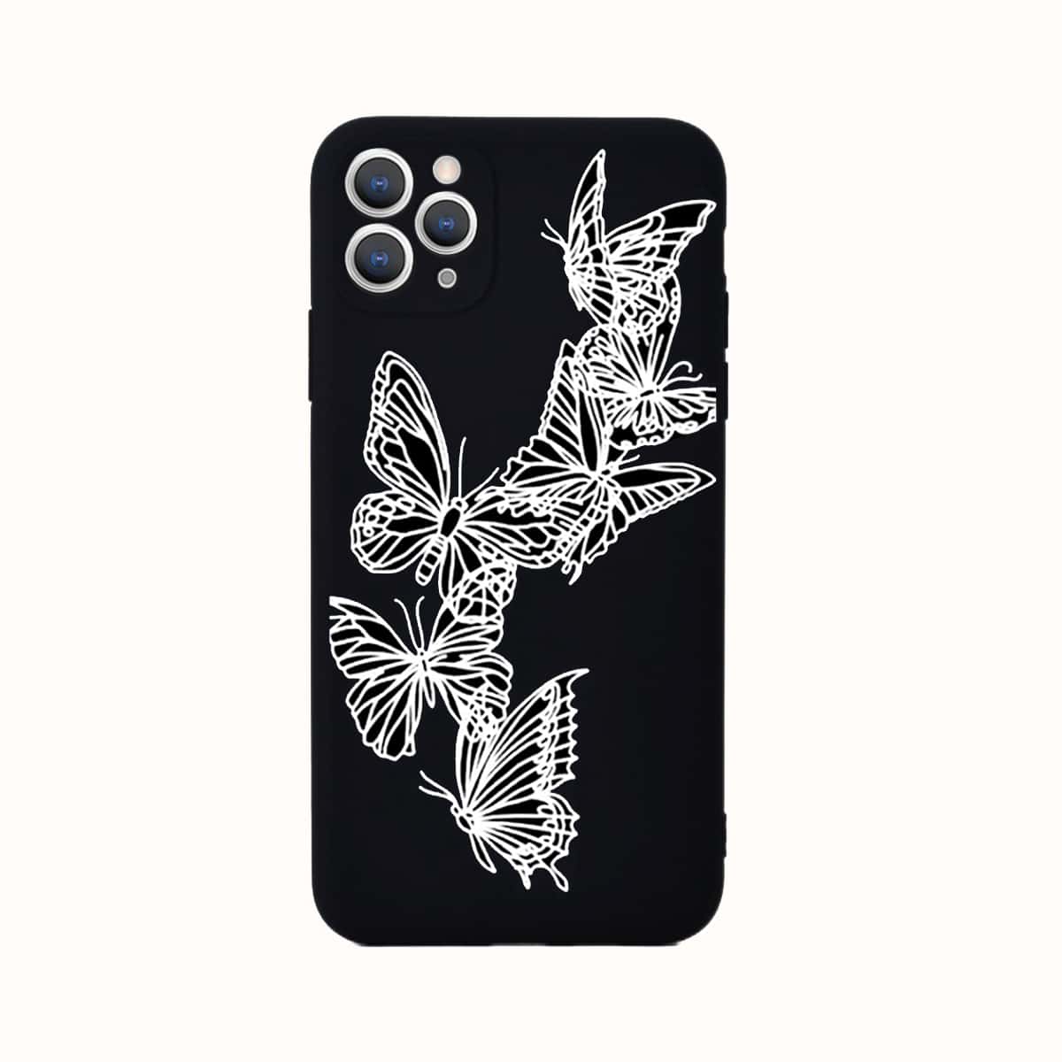 

Butterfly Pattern Phone Case, Black and white