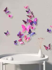 12 miếng dán hình bướm 3D, nhãn dán, decal dán tường, decal vinyl trang trí nhà cửa, vật dụng trang trí mùa xuân làm mới ngôi nhà của bạn, nhãn dán trang trí lễ hội quà tặng sinh nhật tốt nghiệp - Màu tím - Xem 1