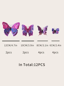 12 miếng dán hình bướm 3D, nhãn dán, decal dán tường, decal vinyl trang trí nhà cửa, vật dụng trang trí mùa xuân làm mới ngôi nhà của bạn, nhãn dán trang trí lễ hội quà tặng sinh nhật tốt nghiệp - Màu tím - Xem 2