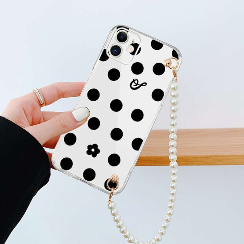 

Polka Dot Faux Pearl Beaded Phone Case, Multicolor