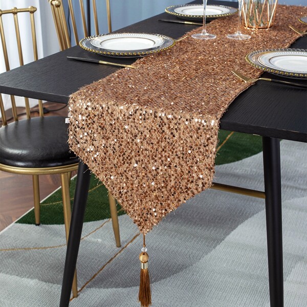 

Sequin Decor Table Runner, Rose gold