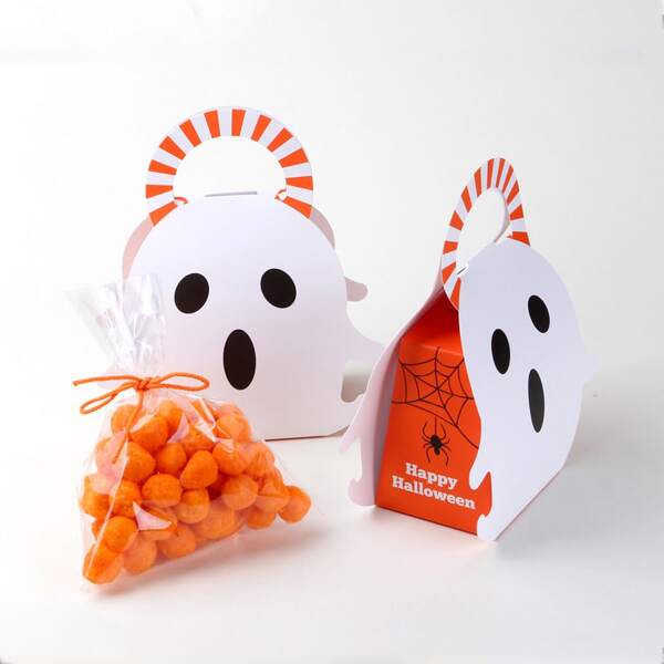 

10pcs Halloween Ghost Pattern Candy Box, Multicolor