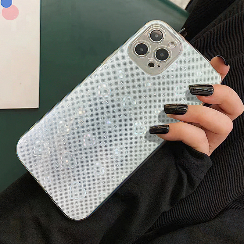 

Heart Print Phone Case, White