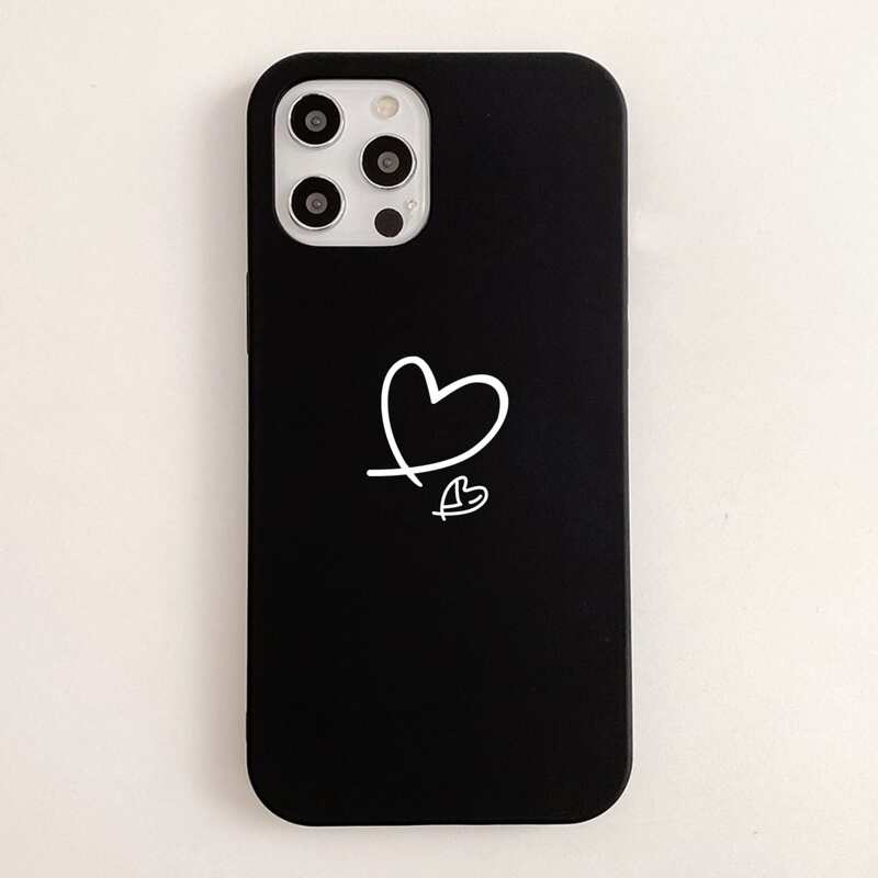 

Heart Print Phone Case, Black