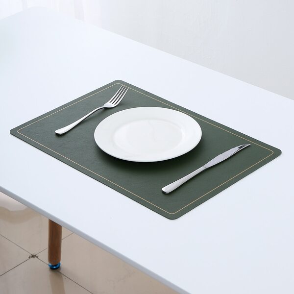 

1pc PU Waterproof Placemat, Dark green