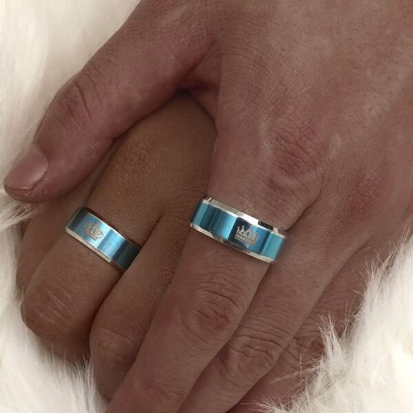 

2pcs Letter Graphic Ring, Blue