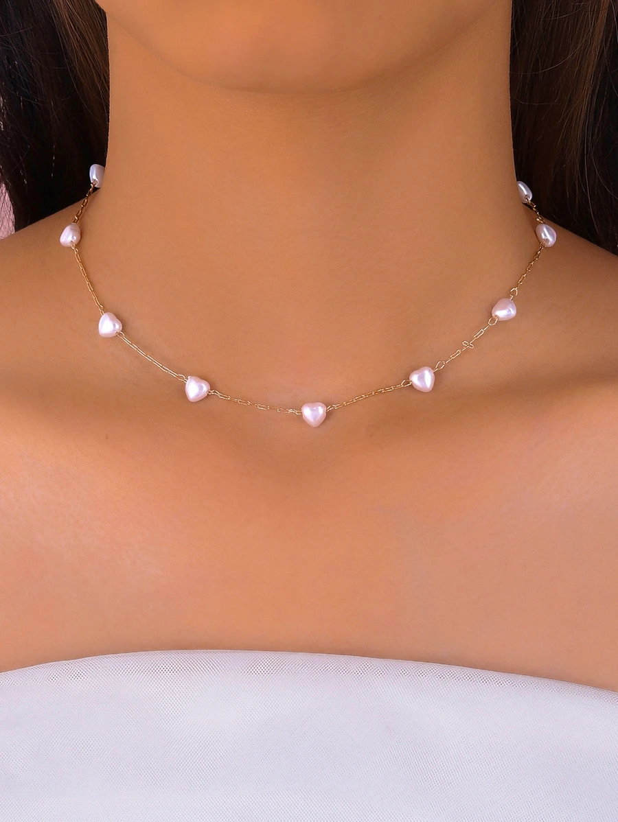 Vòng cổ trang trí trái tim - Vàng - Xem 1