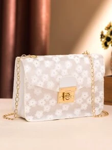 Túi đeo chéo Nghề thêu Hoa Chuỗi Đúng mốt - trắng - Xem 2