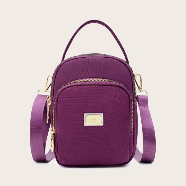 

Metal Decor Satchel Bag, Purple
