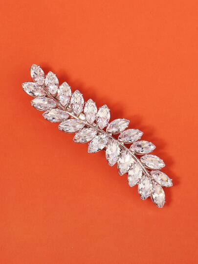 1 قطعة مشبك شعر على شكل ورقة مرصع بالراين ذو تصميم ورقي، مشبك تاج ملكي، مشابك شعر، مشابك شعر مخلبية، أدوات مدرسية