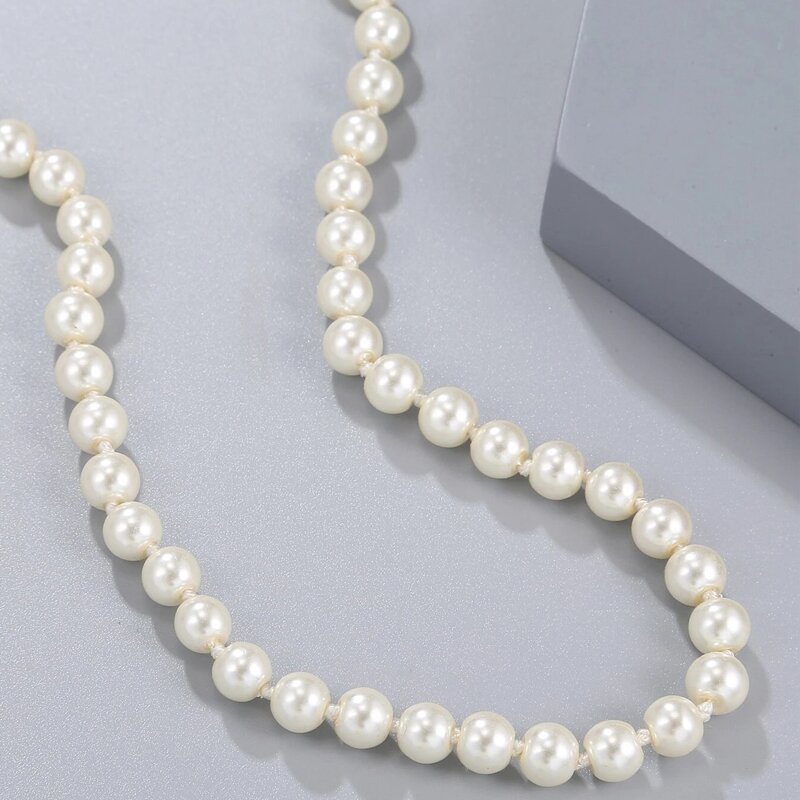 

Faux Pearl Beaded Necklace, White