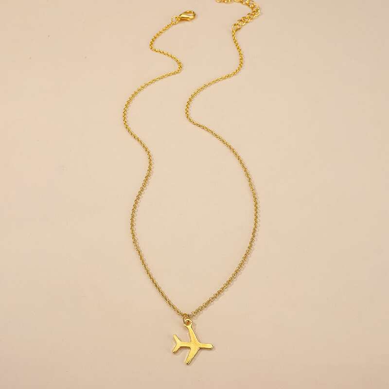 

Plane Pendant Necklace, Gold