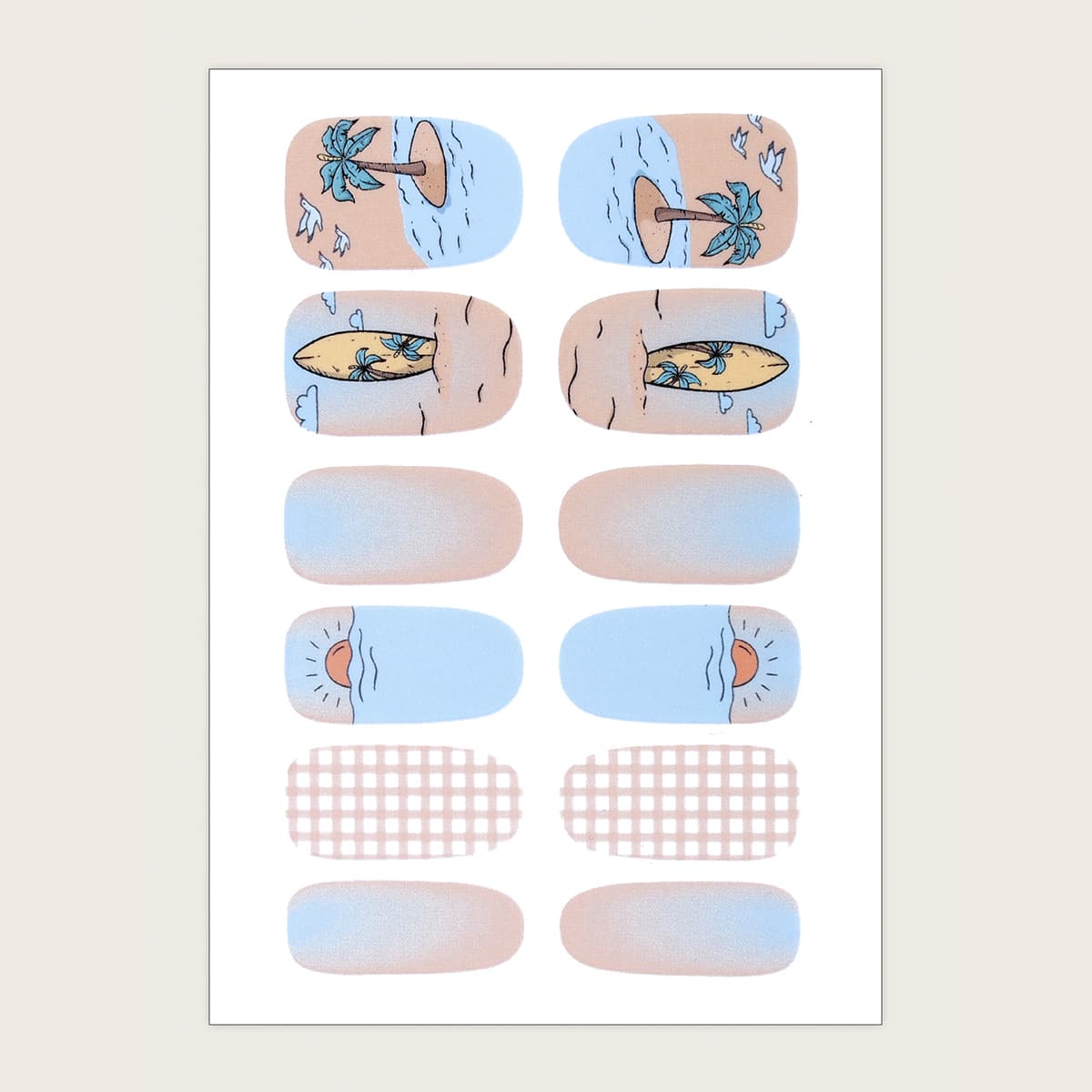 

1sheet Coconut Tree Painted Nail Sticker, Multicolor