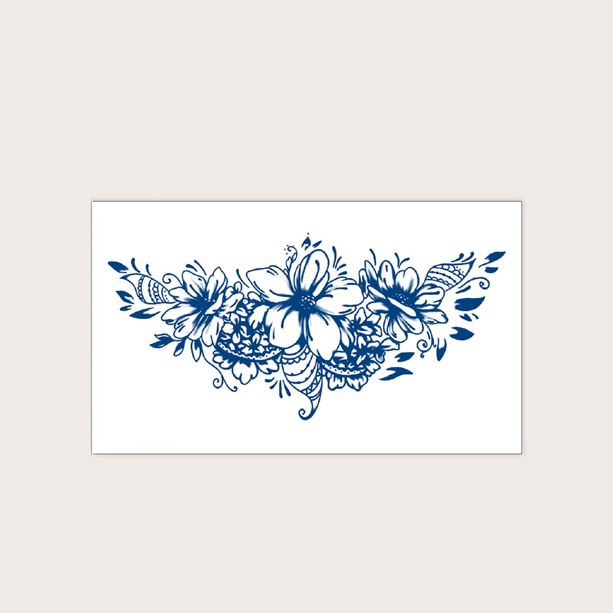 

1sheet Flower Pattern Tattoo Sticker, Blue