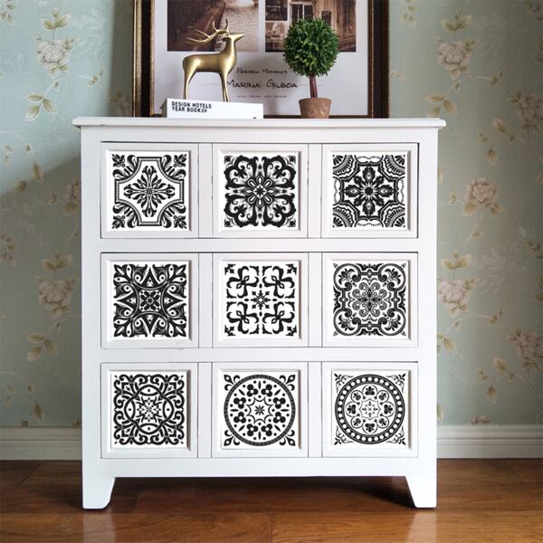 

10pcs Vintage Pattern Wall Sticker, Black