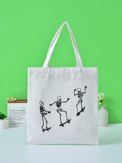 Skeleton Graphic Shopper Bag