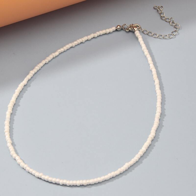 

Minimalist Beaded Necklace, White