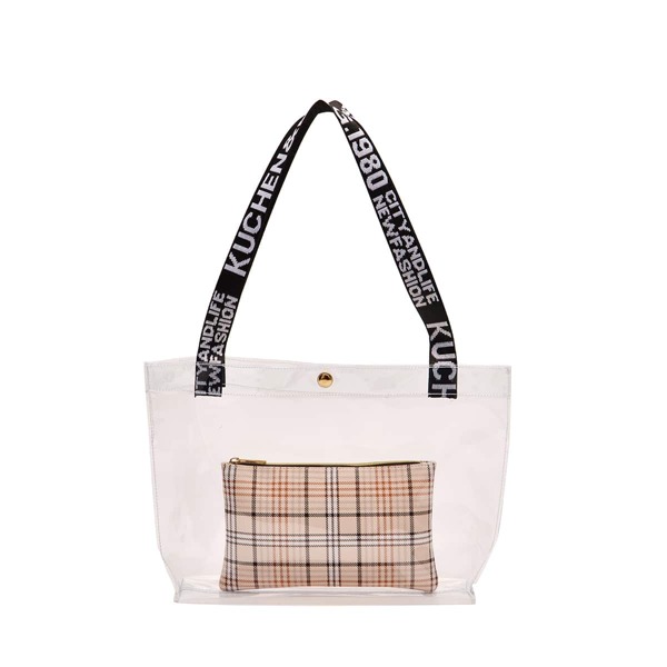 

Clear Tote Bag With Plaid Inner Pouch