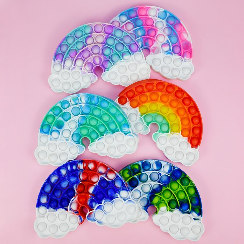 

1pc Random Rainbow Push Bubble Toy, Multicolor