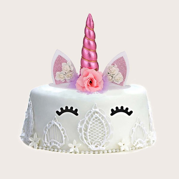 

1pc Unicorn Design Cake Topper, Pink