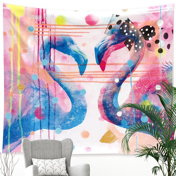 

Flamingo Print Tapestry, Multicolor