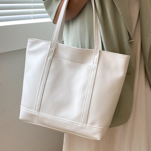 

Minimalist Shoulder Tote Bag, White