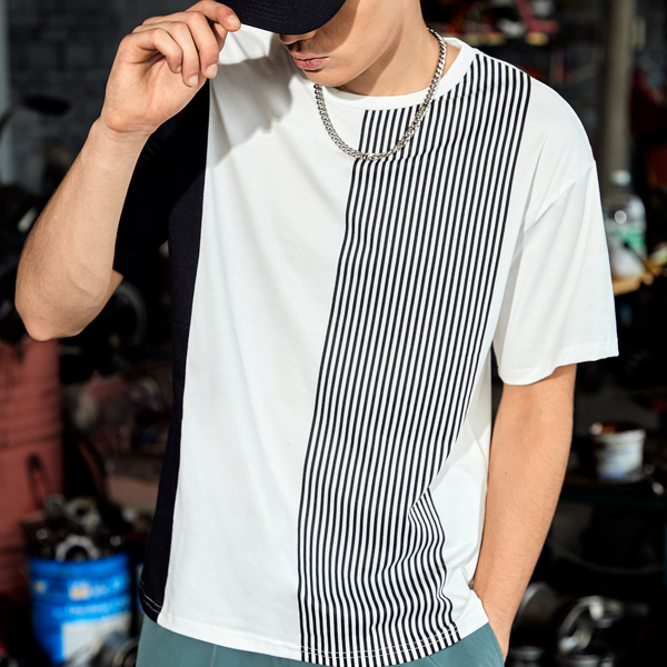 

Men Striped Colorblock Tee, Multicolor