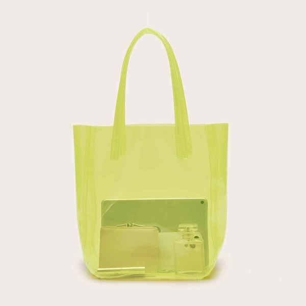 

Clear Minimalist Shoulder Tote Bag, Yellow