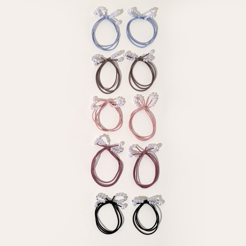 

10pcs Faux Pearl Decor Hair Tie, Multicolor