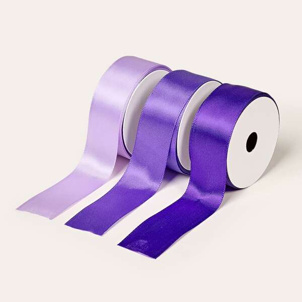 

3pcs Solid Color Ribbon, Purple