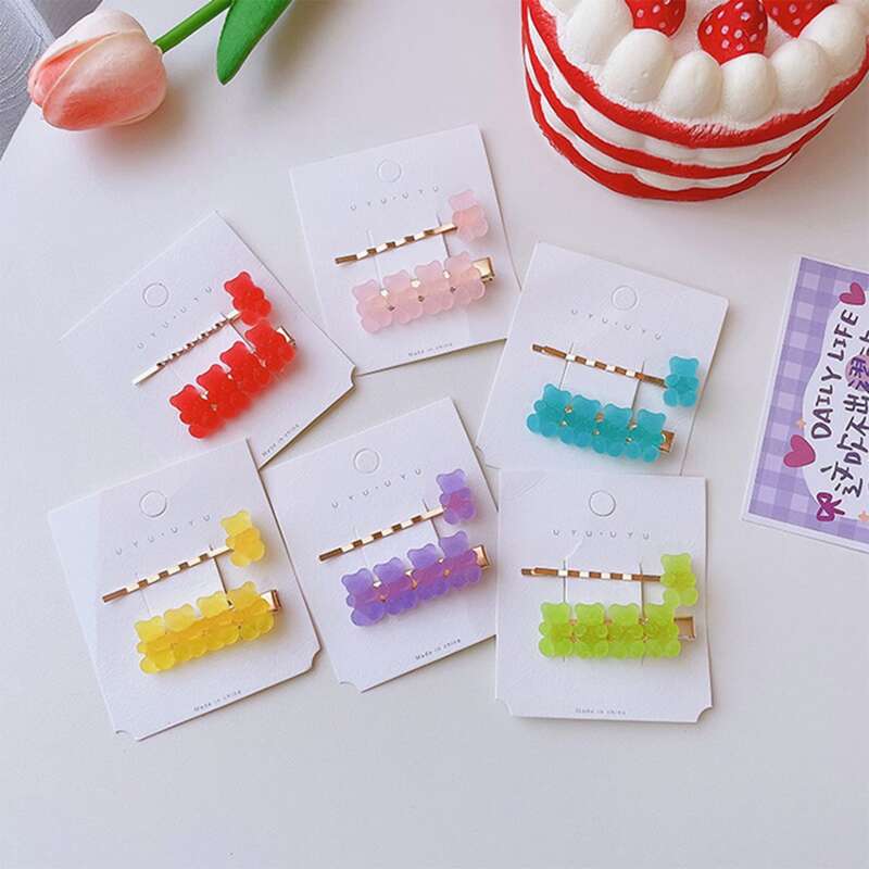 

2pcs Random Bear Hair Clip, Multicolor