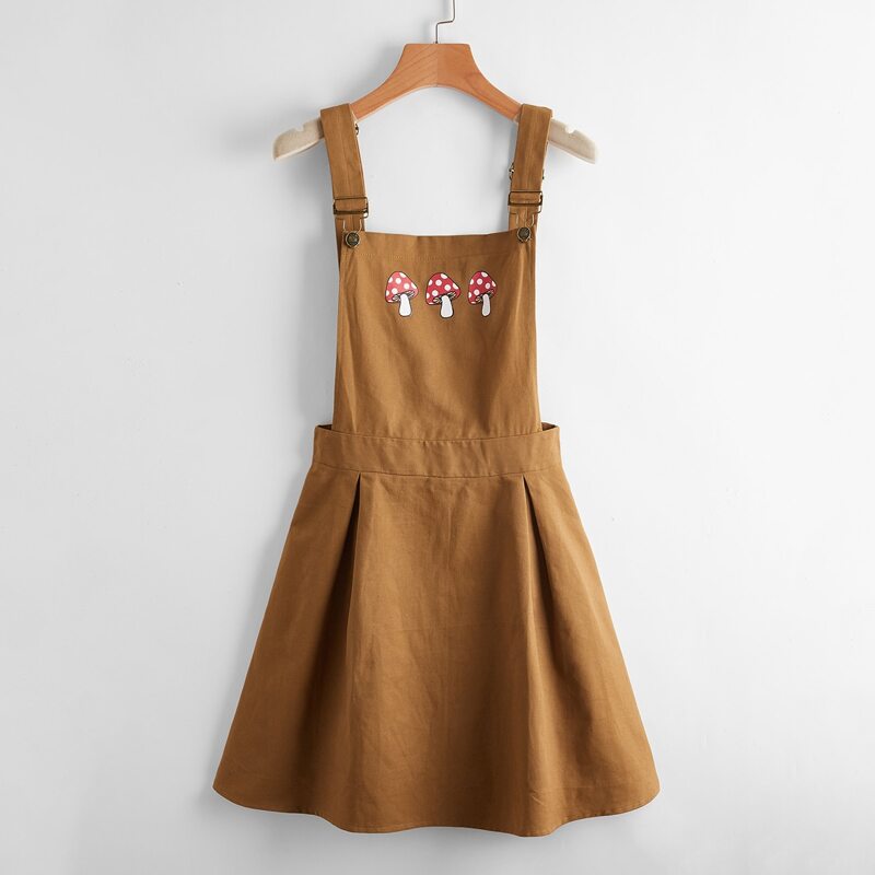 

Mushroom Graphic Pinafore Dress, Brown