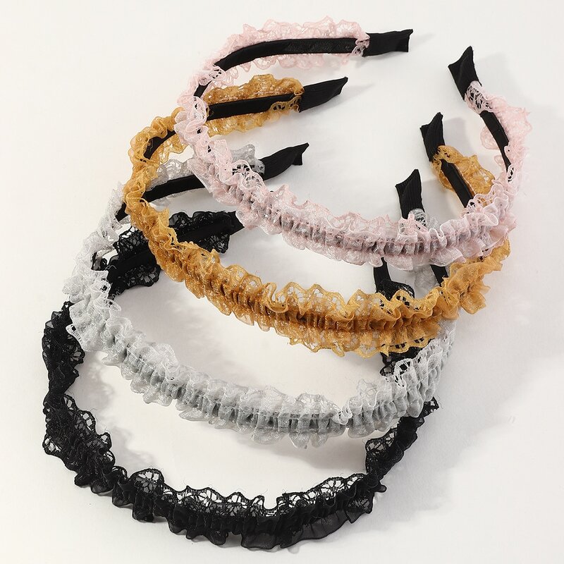 

4pcs Ruched Lace Headband, Multicolor