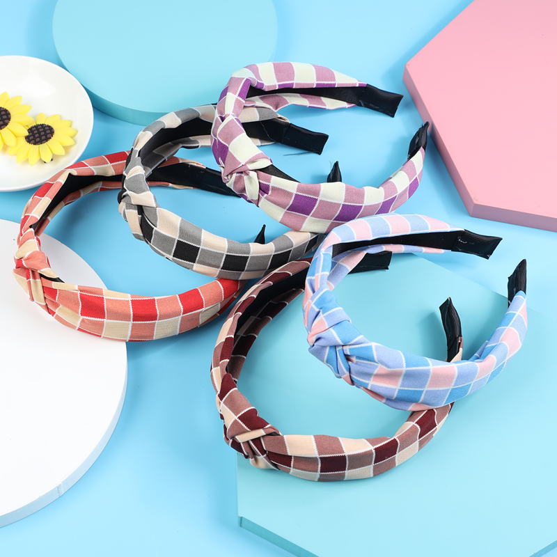 

1pc Random Plaid Headband, Multicolor