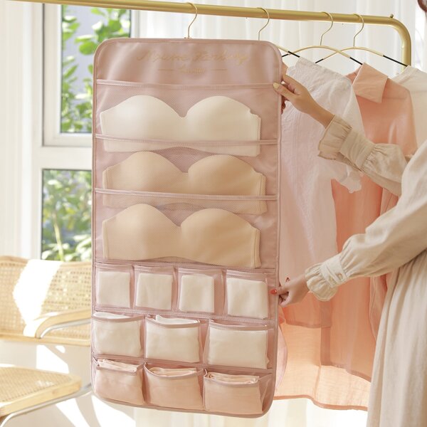 

1pc Hanging Underwear Storage Bag, Pink
