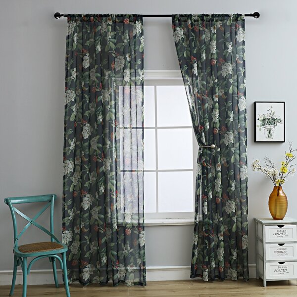 

Flower Print Single Panel Curtain, Multicolor