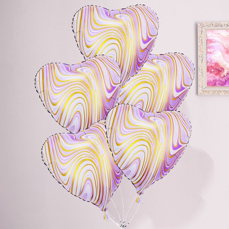 

7pcs Heart Balloon & Stick & Tape Set, Multicolor