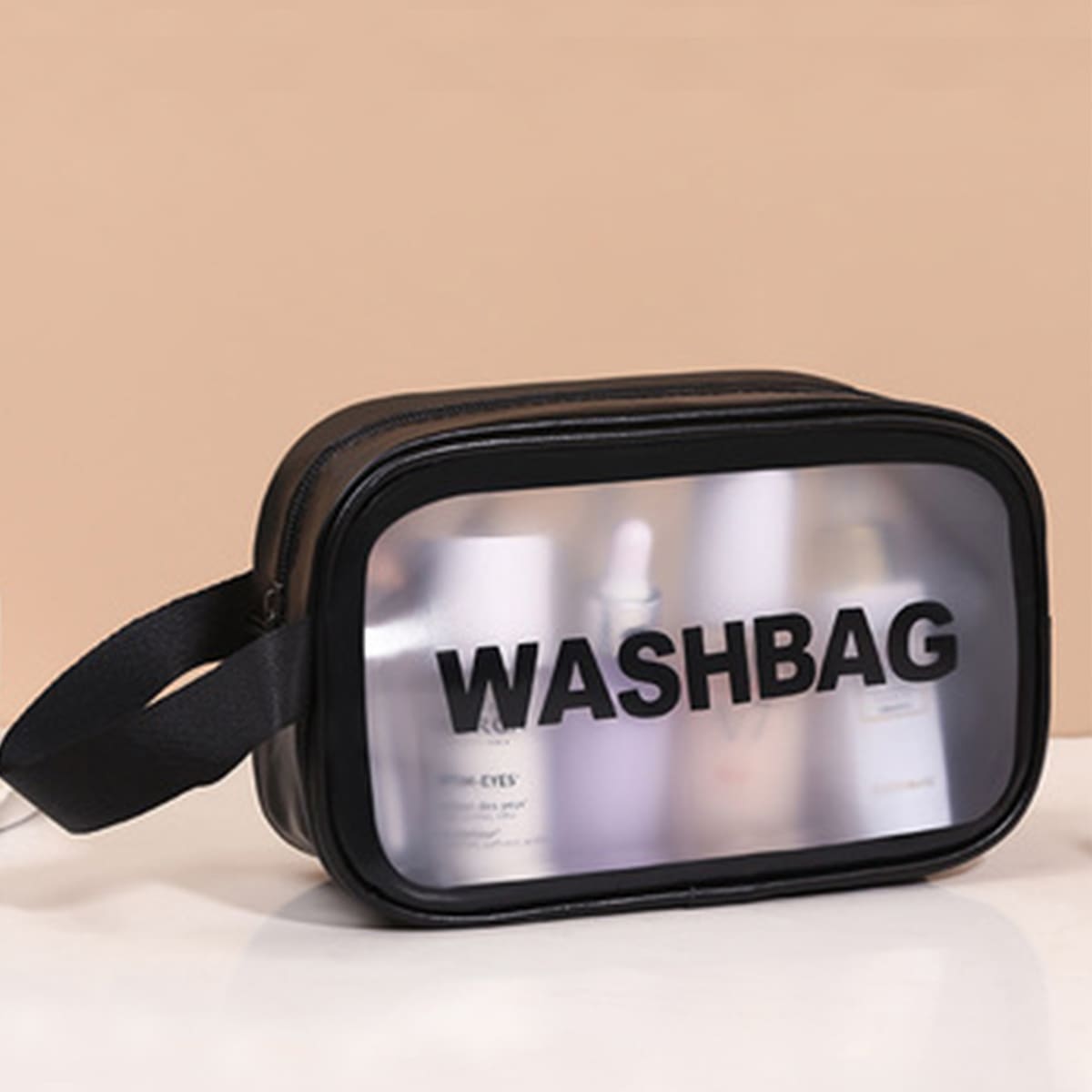 

1pc Letter Graphic Makeup Bag, Black
