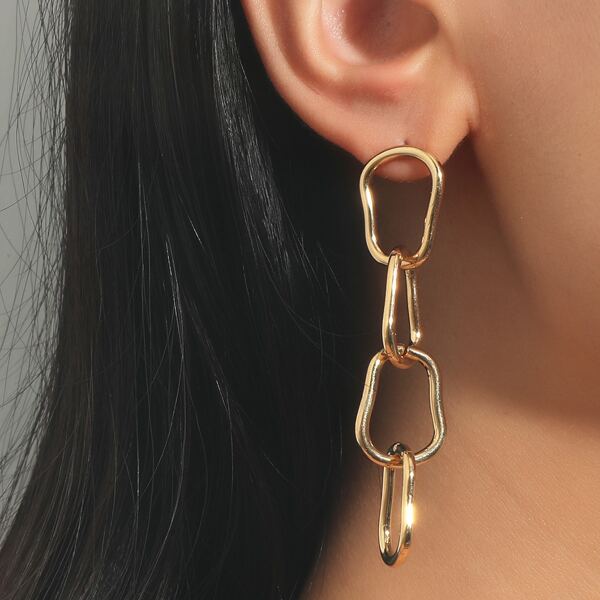 

Hollow Out Drop Earrings, Gold