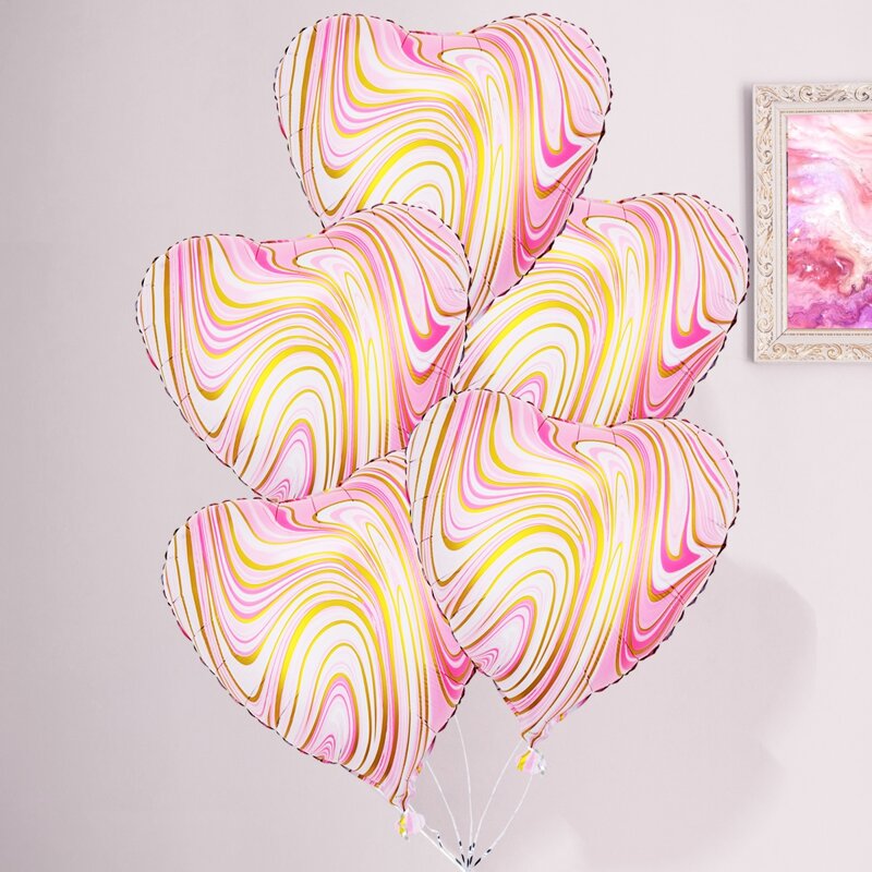 

7pcs Heart Balloon & Stick & Tape Set, Multicolor