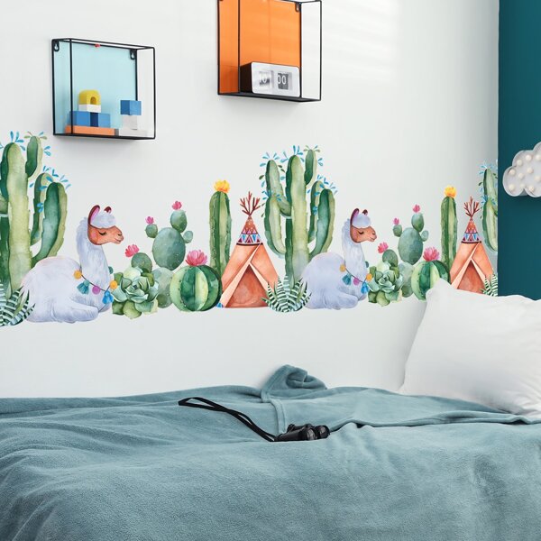 

Alpaca & Cactus Print Wall Sticker, Multicolor