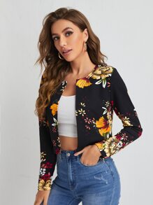 SHEIN Clasi Cazadoras Floral Casual - Negro - Ver 5