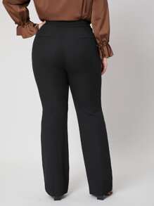 SHEIN PLUS VISCOSE FLARE LEG TROUSERS - Black - View 2